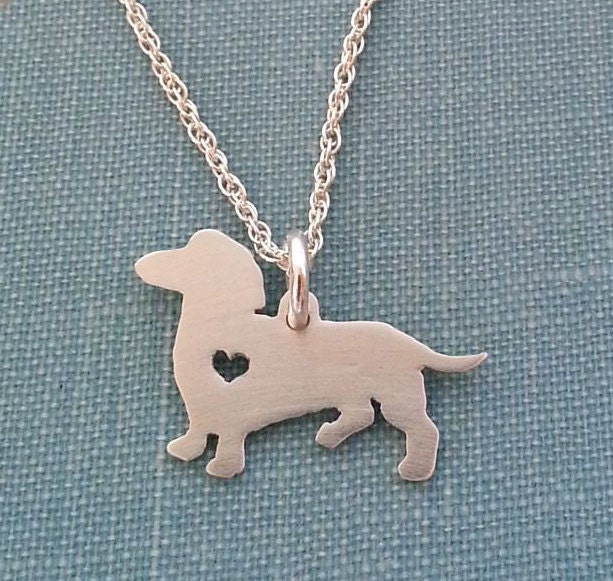 Dackel Hund Halskette, Sterling Silber Personalisieren Anhänger, Memory Silhouette Charm, Rettung Shelter Dackel Hund Halskette, Sterling Silber Personalisieren Anhänger, Memory Silhouette Charm, Rettung Shelter von DiBAdog