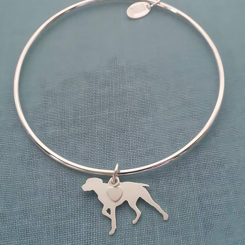 Deutscher Kurzhaar Pointer Armreif, Sterlingsilber Personalisieren Anhänger, Breed Silhouette Charm, Rettung Tierheim, Gedenkgeschenk von DiBAdog