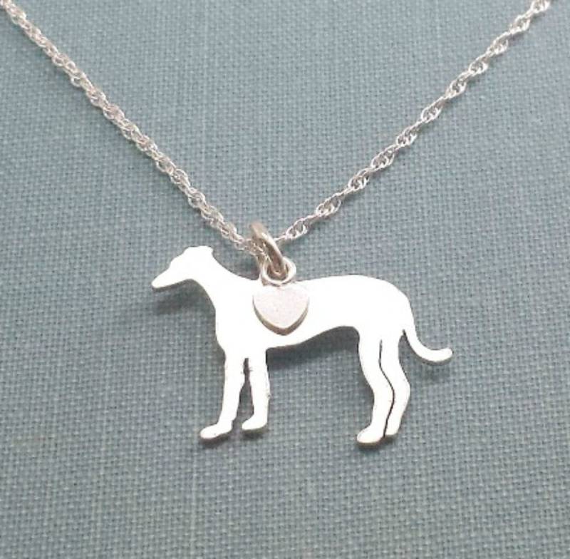 Grey Hound Dog Halskette, Racer Sterling Silber Personalisieren Anhänger, Rasse Silhouette Charm Rettung Shelter Grey Hound Dog Halskette, Racer Sterling Silber Personalisieren Anhänger, Rasse Silhouette Charm Rettung Shelter von DiBAdog