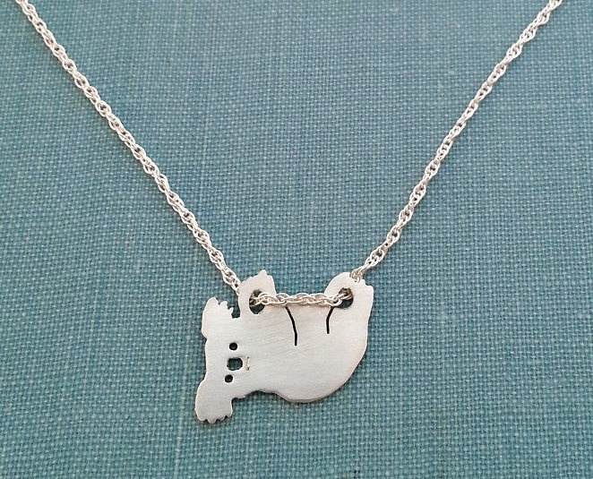 Hängender Koala Bär Halskette, Sterling Silber Anhänger, Tier Liebhaber Silhouette Charm von DiBAdog