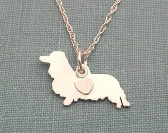 Langhaar Dackel Hund Sterling Silber Halskette Personalisieren Anhänger Haustier Silhouette Schmuck Erinnerungsgeschenk Langhaar Dackel Hund Sterling Silber Halskette Personalisieren Anhänger Haustier Silhouette Schmuck Erinnerungsgeschenk von DiBAdog