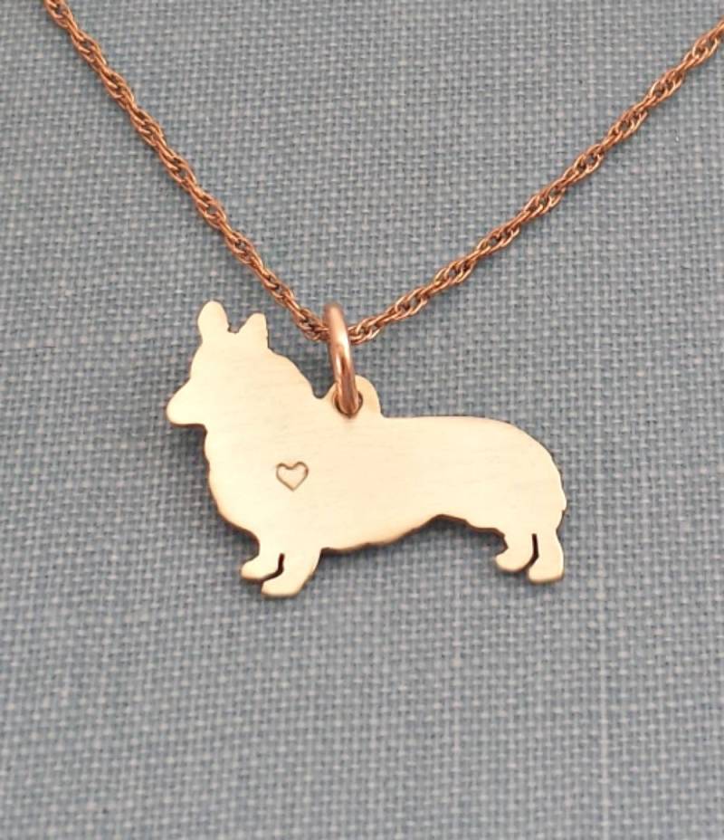 Pembroke Welsh Corgis Hund Halskette, 14Kt Gold Gefüllt & Messing Personalisieren Anhänger, Rasse Silhouette Charm Rettung Tierheim von DiBAdog