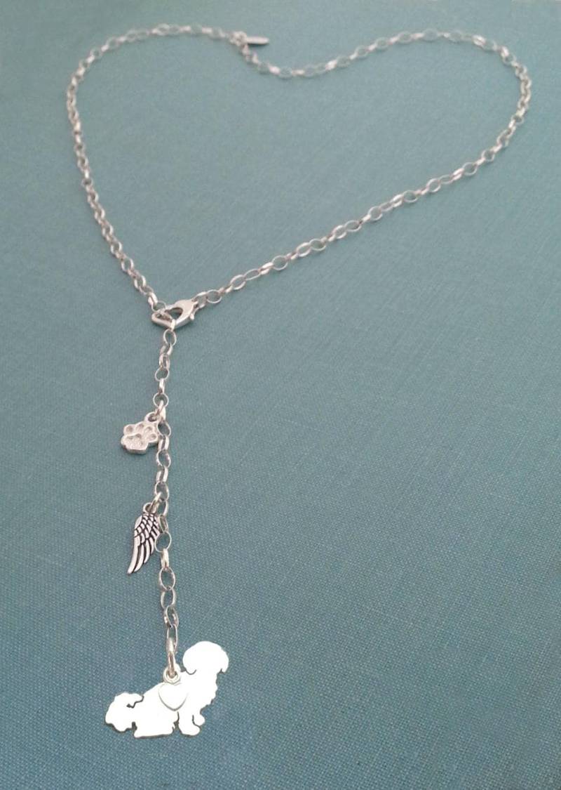 Shih Tzu Hund Halskette, Lariat Tagette Sterling Silber, Personalisieren Anhänger, Rasse Silhouette Charm, Erinnerung Schmuck Rettung Shih Tzu Hund Halskette, Lariat Tagette Sterling Silber, Personalisieren Anhänger, Rasse Silhouette Charm, Erinnerung Schmuck Rettung von DiBAdog