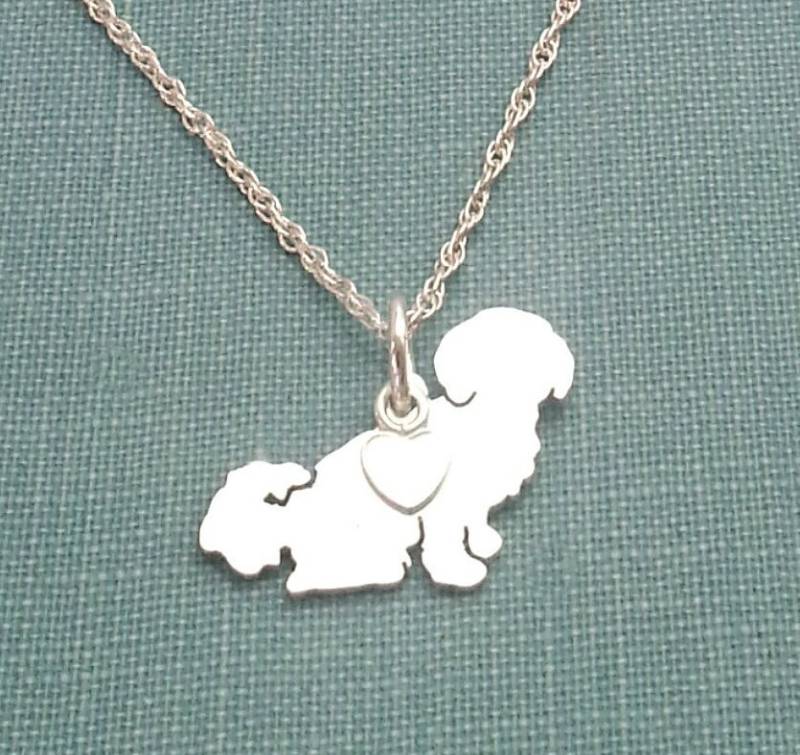 Shih Tzu Hund Halskette, Shih-Tzu Sterling Silber Personalisieren Anhänger, Rasse Silhouette Charm Rettung Tierheim von DiBAdog