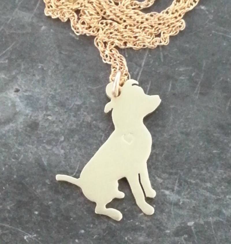 Sitzender Pitbull Halskette, 14Kt Vergoldete Kette & Messing Anhänger, Rasse Silhouette Charm Rettung Tierheim, Erinnerungsgeschenk Sitzender Pitbull Halskette, 14Kt Vergoldete Kette & Messing Anhänger, Rasse Silhouette Charm Rettung Tierheim, Erinnerungsgeschenk von DiBAdog