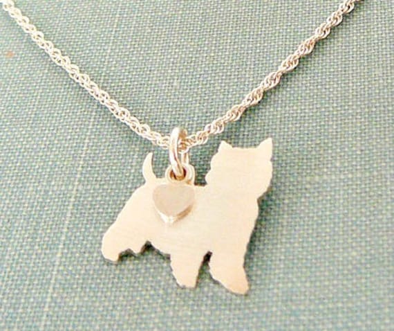 West Highland Terrier Hund Halskette, Westie Sterling Silber Personalisieren Anhänger, Westy Breed Silhouette Charm Rettung Tierheim, Muttertag von DiBAdog