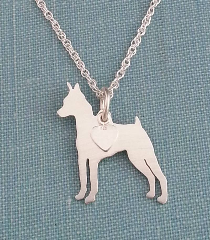 Zwergpinscher Hund Halskette, Sterling Silber Personalisieren Anhänger, Min Pin Breed Silhouette Charm Rettung Tierheim, Geschenk Zwergpinscher Hund Halskette, Sterling Silber Personalisieren Anhänger, Min Pin Breed Silhouette Charm Rettung Tierheim, Geschenk von DiBAdog