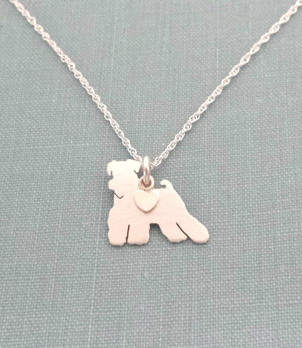 Zwergschnauzer Hund Halskette, Sterling Silber Personalisieren Anhänger, Rasse Silhouette Charm Rettung Tierheim, Geschenk Für Hundeliebhaber von DiBAdog