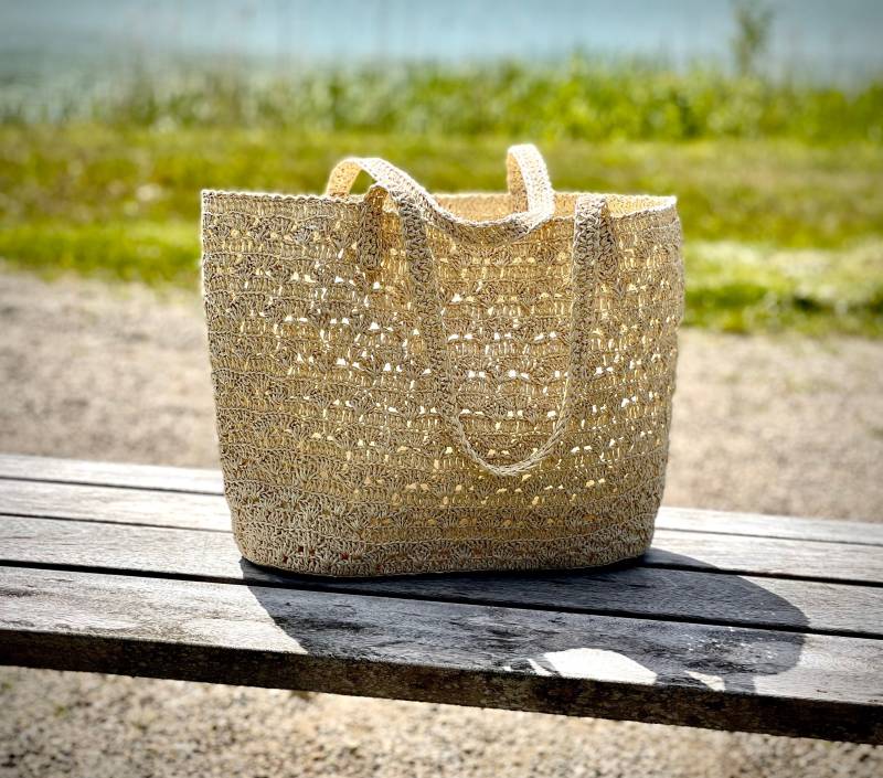 Gehäkelte Raffia Strandtasche Handgemachter Strohkorb von DiBagsLT