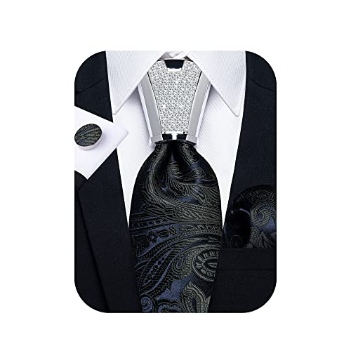 DiBanGu 4-teiliges Herren-Krawatten-Set in Geschenkbox, klassisch, lässig, formell, Krawatte, Einstecktuch und Manschettenknöpfe mit Krawattenknotenverschluss, schwarz, Einheitsgröße von DiBanGu