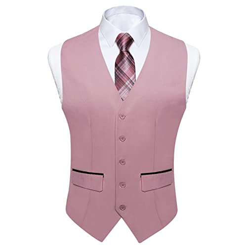 DiBanGu Herren Anzug Weste Einfarbig Kleid Weste Slim Fit Business Formale Hochzeit Weste mit 2 Taschen für Anzug oder Smoking, Blush Pink, XXX-Large von DiBanGu