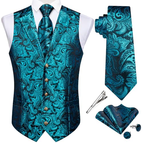 DiBanGu Herren-Anzugweste für formelle Anlässe, Business- oder Freizeitkleidung, Anzugweste für Herren, Blaugrün/Ein Hauch von Paradies (Trace of Paradise), XX-Large von DiBanGu