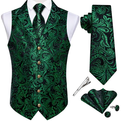 DiBanGu Herren-Anzugweste für formelle Anlässe, Business- oder Freizeitkleidung, Anzugweste für Herren, Grünes Paisley, X-Large DiBanGu Herren-Anzugweste für formelle Anlässe, Business- oder Freizeitkleidung, Anzugweste für Herren, Grünes Paisley, X-Large von DiBanGu