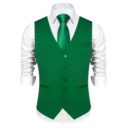 DiBanGu Herren formelle Anzugweste Solide Business Weste Slim Fit V-Ausschnitt Kleid Weste für Anzug oder Smoking Hochzeit Party, Smaragdrün, Large von DiBanGu