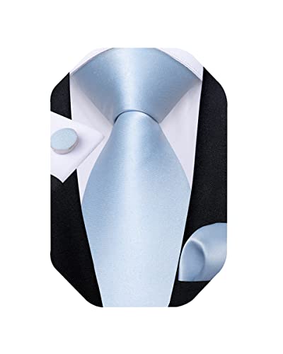 DiBanGu Solid Tie Herren Seidenkrawatte Taschentuch Gewebte Krawatte und Einstecktuch Set, Hellblau, Einheitsgröße von DiBanGu