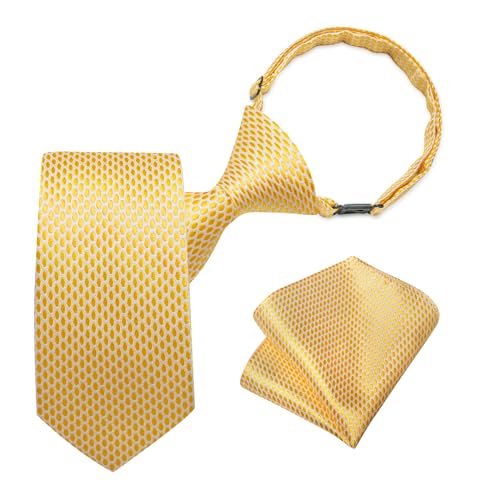DiBanGu Vorgebundene Krawatten und Einstecktuch für Jungen, Set mit verstellbaren Riemen, Krawatte für Kinder, Hochzeit, Party, Abschluss, Schuluniformen, gelb, Einheitsgröße von DiBanGu