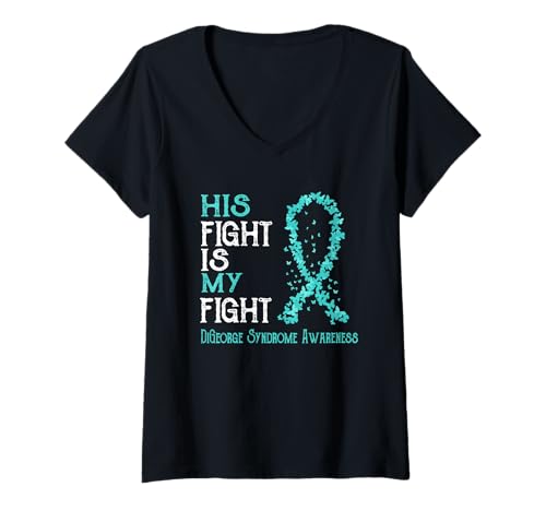 Damen Sein Kampf ist Mein Kampf | Bewusstsein für das DiGeorge-Syndrom T-Shirt mit V-Ausschnitt Damen Sein Kampf ist Mein Kampf | Bewusstsein für das DiGeorge-Syndrom T-Shirt mit V-Ausschnitt von DiGeorge Syndrome Awareness Family Tees