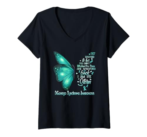 Damen Ich Bin der Storm DiGeorge Syndrome Awareness Butterfly T-Shirt mit V-Ausschnitt Damen Ich Bin der Storm DiGeorge Syndrome Awareness Butterfly T-Shirt mit V-Ausschnitt von DiGeorge Syndrome Awareness Tees