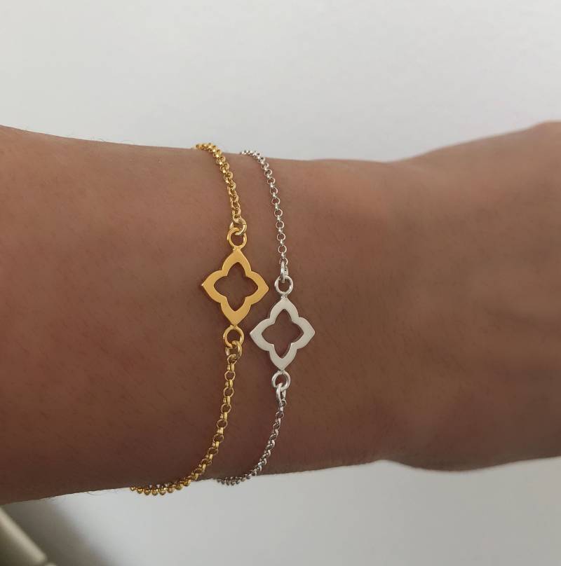 sterling Silber Quatrefoil Armband Zierliches Armband von DiJewelz