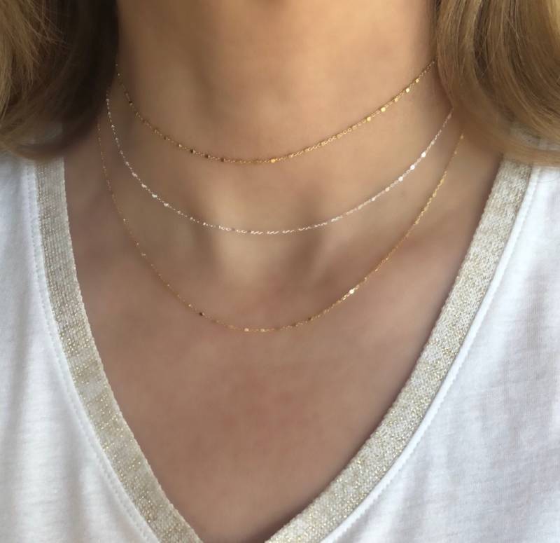 sterling Silber Satelliten Kette Zierliche Perlen Spurenkette von DiJewelz