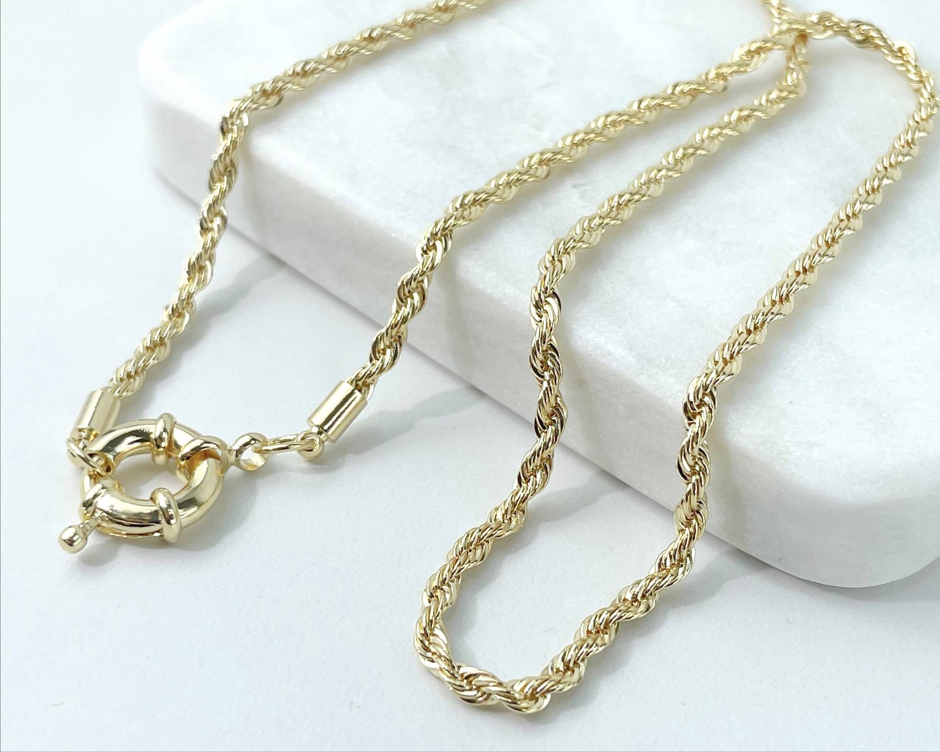 18K Gold Filled 3mm Dicke Seil Kette, Halskette Oder Armband, Feder Ring, Großhandel Schmuckherstellung Zubehör von DiJuJewels