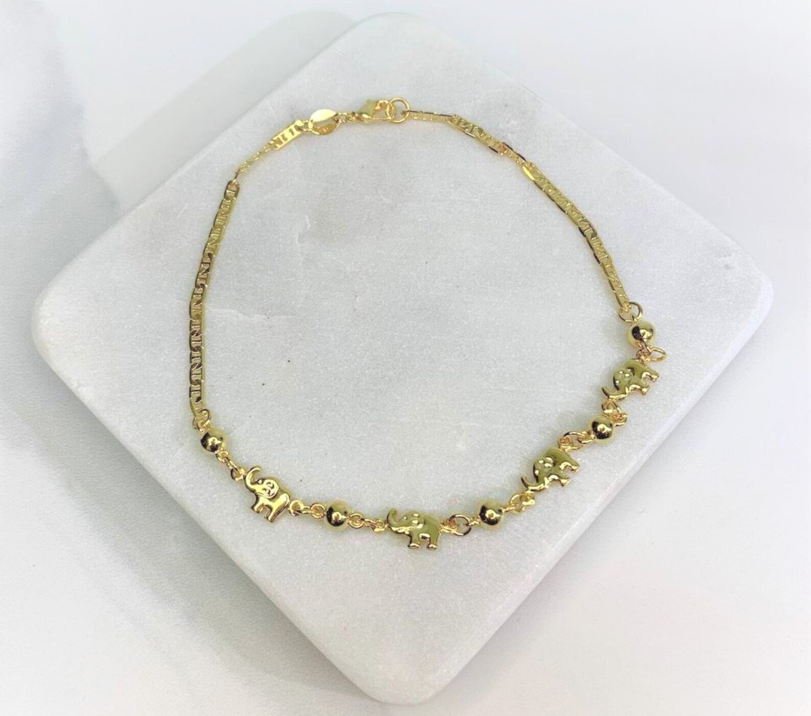 18K Gold Filled 3mm Mariner Kette, Perlen, Elefant Fußkettchen Großhandel Schmuck Lieferungen von DiJuJewels