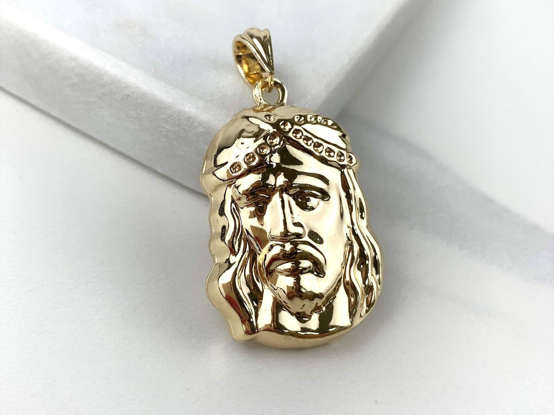 18K Gold Filled Christus Kopf Charms Anhänger Großhandel Schmuckzubehör von DiJuJewels