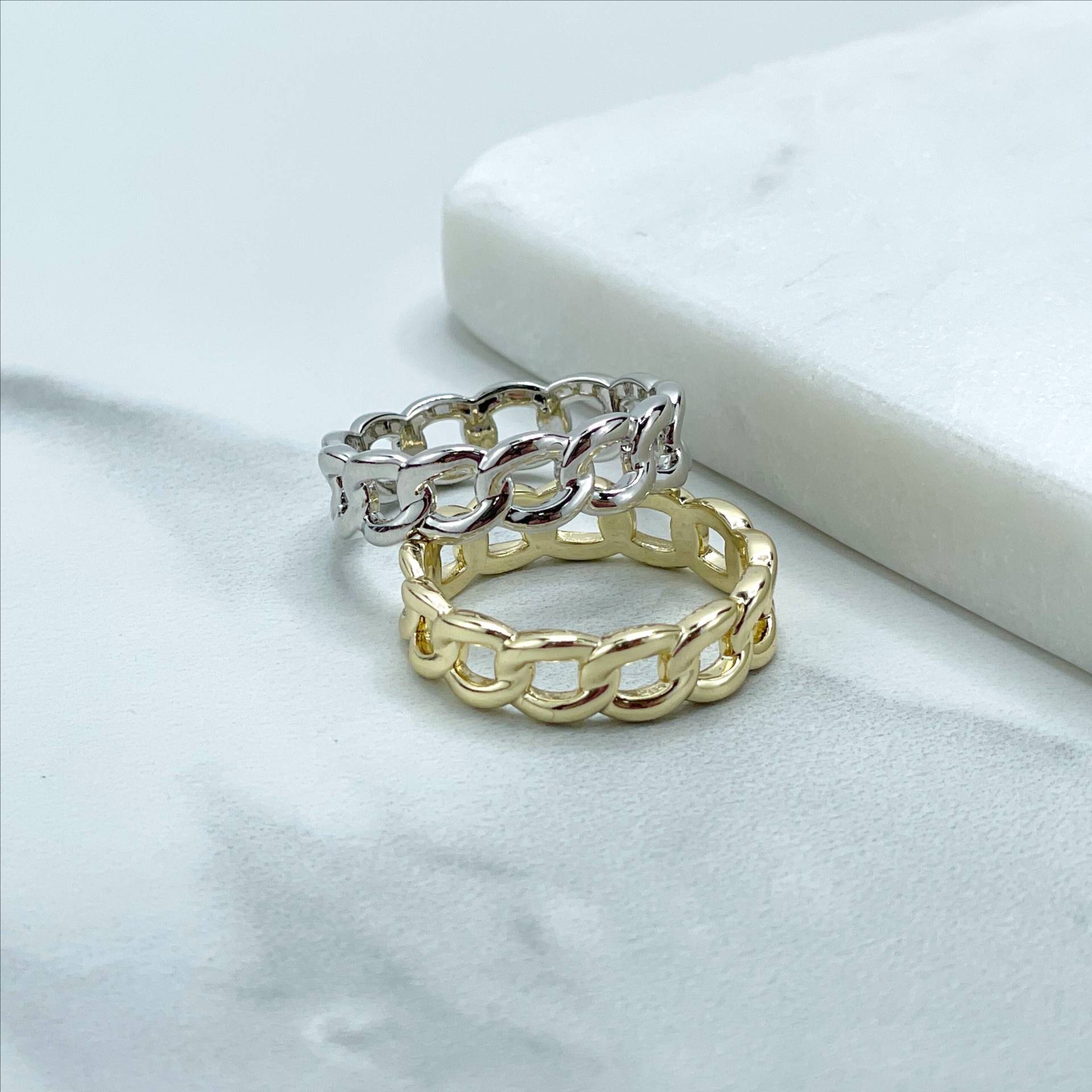 18K Gold Filled Curb Link Ring, Oder Silber, Großhandel Schmuckherstellung Zubehör von DiJuJewels