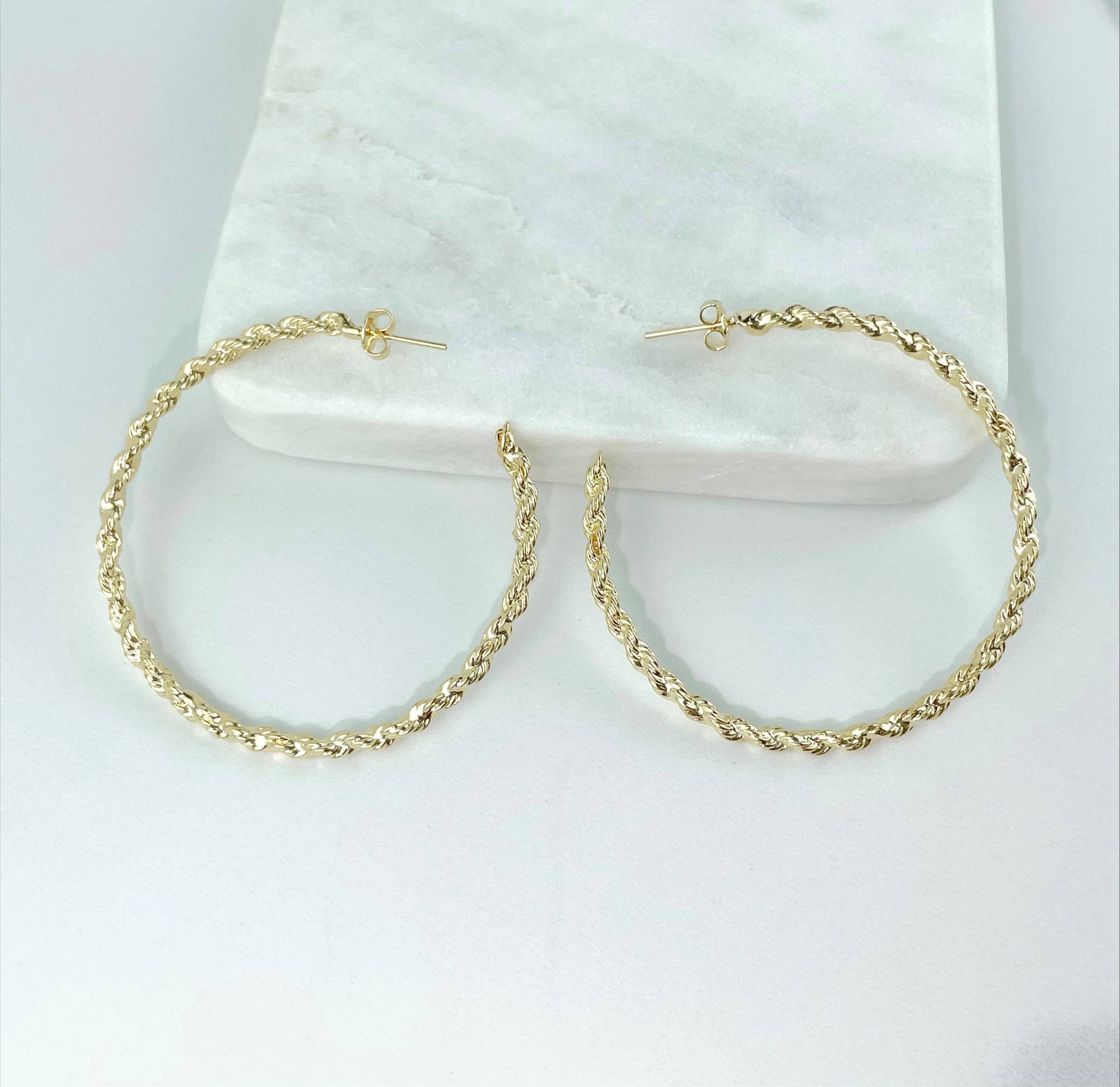 18K Gold Filled Large 55mm, C-Hoop, Push-Back-Verschluss, Großhandel Schmuckzubehör von DiJuJewels