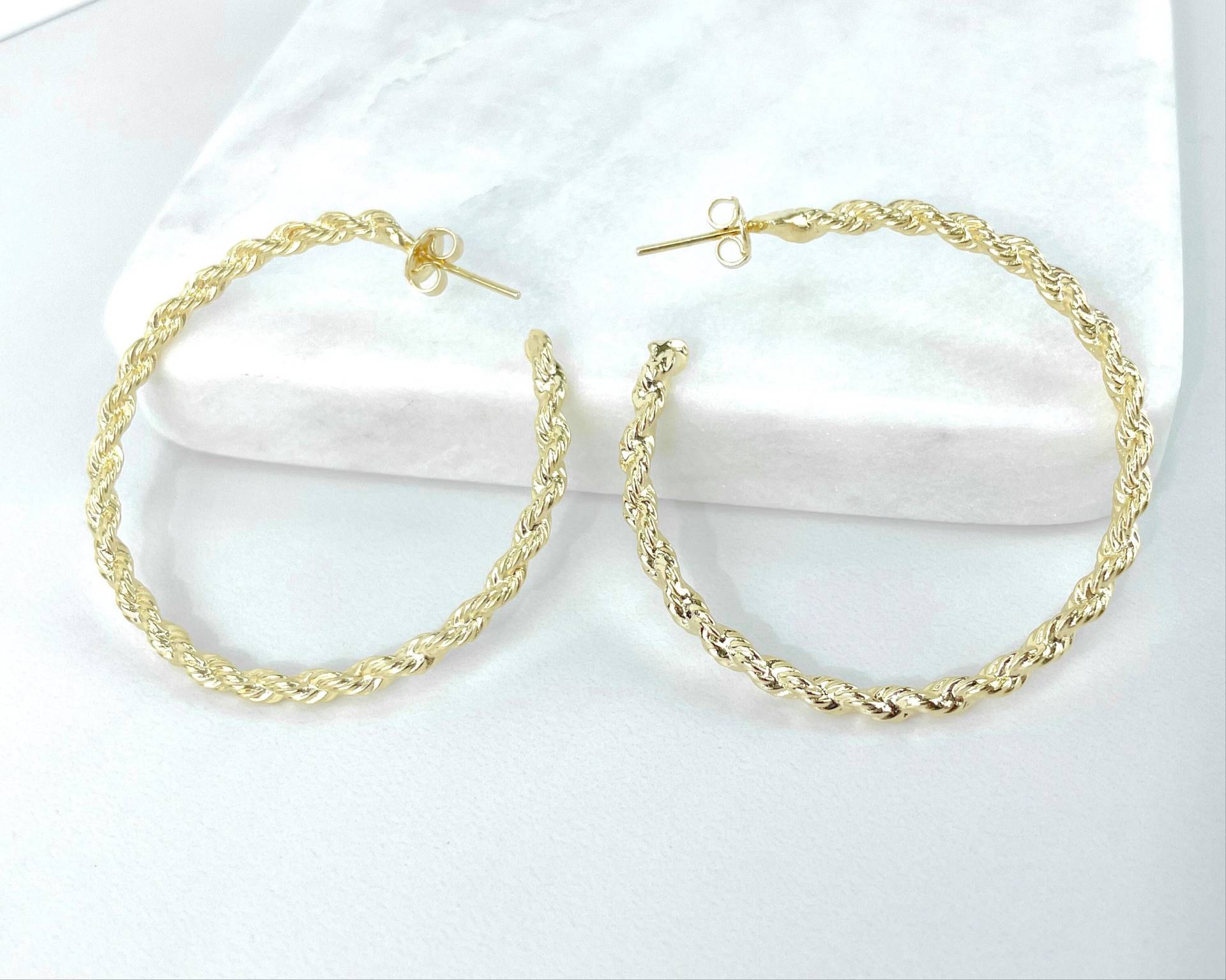 18K Gold Filled Medium 45mm, C-Hoop, Push-Back-Verschluss, Großhandel Schmuckzubehör von DiJuJewels