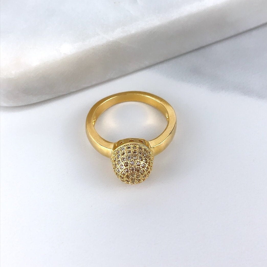 18K Gold Filled Micro Pave Zirkonia Dome Ring Großhandel Schmuckzubehör von DiJuJewels