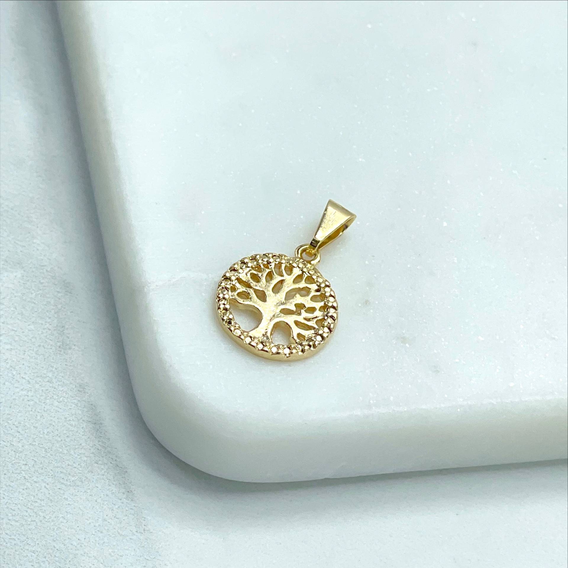 18K Gold Filled Tiny Tree Of Life Vida, 13mm Cabala Charms Anhänger Großhandel Schmuckherstellung Zubehör von DiJuJewels