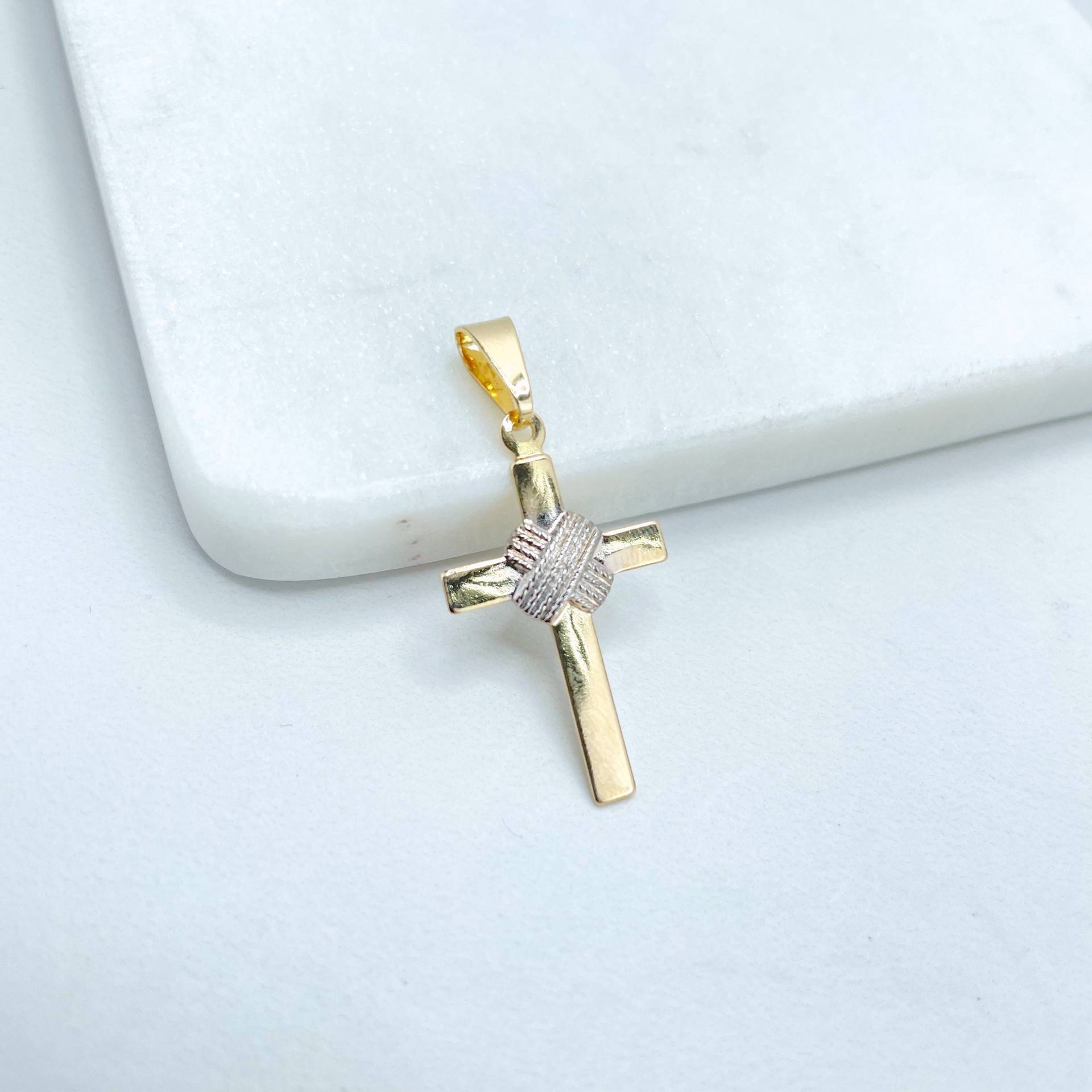 18K Gold Filled Two Tone Wrap Kreuz Charms Anhänger, Religiöser Schmuck, Großhandel Schmuckherstellung Zubehör von DiJuJewels