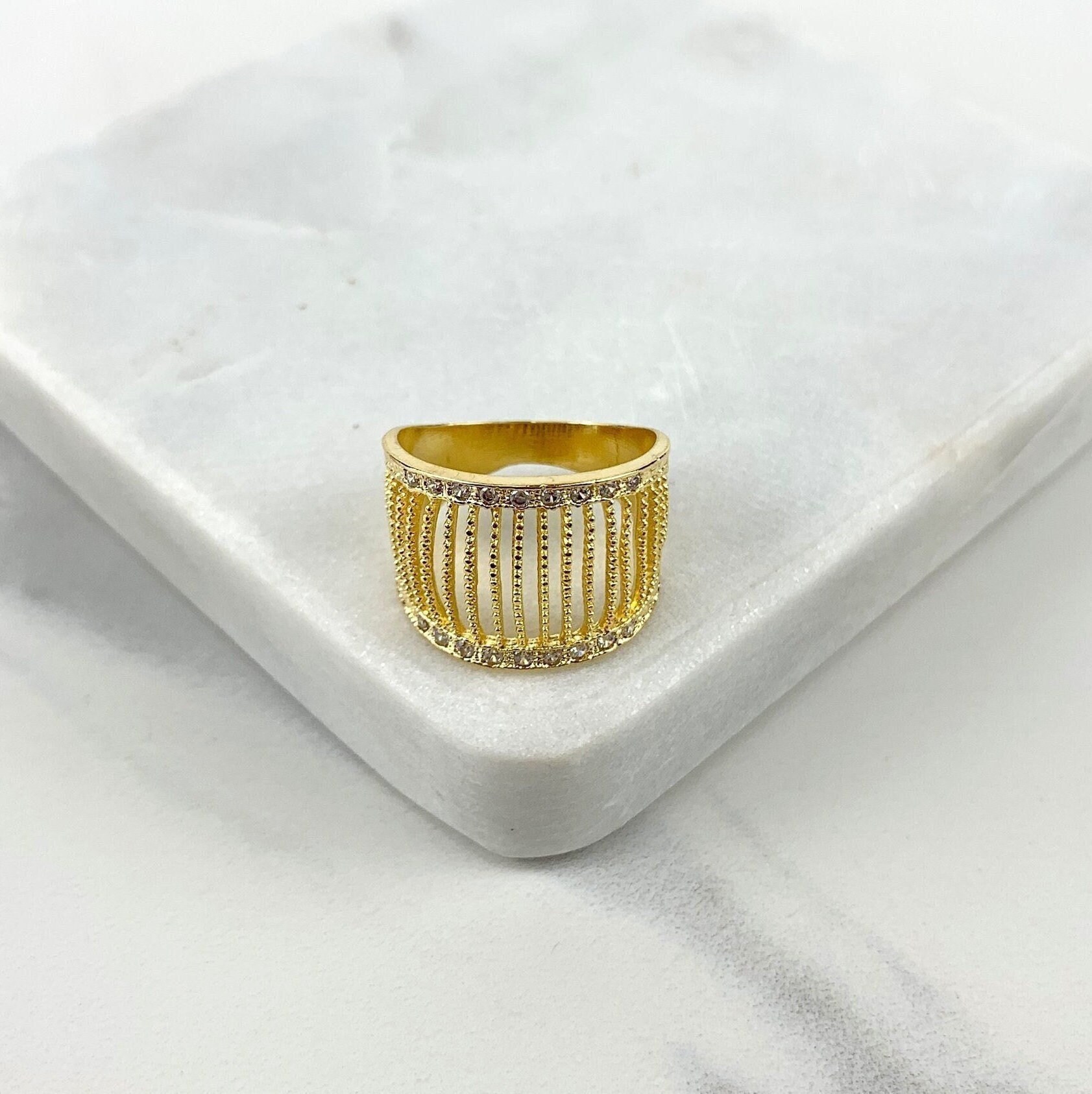 18K Gold Gefüllt Rugged Wires Ring Mit Micro Pave Zirkonia Details Großhandel Schmuckzubehör von DiJuJewels