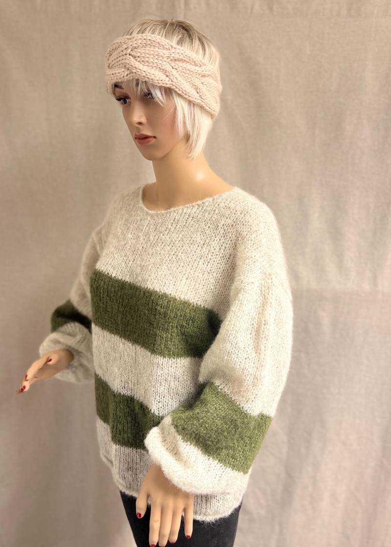 Brushed Alpaca Silk/Seide Handgestrickter Pullover Mit Streifen in Deiner Wunschfarbe Und Wunschgröße von DiJuMa