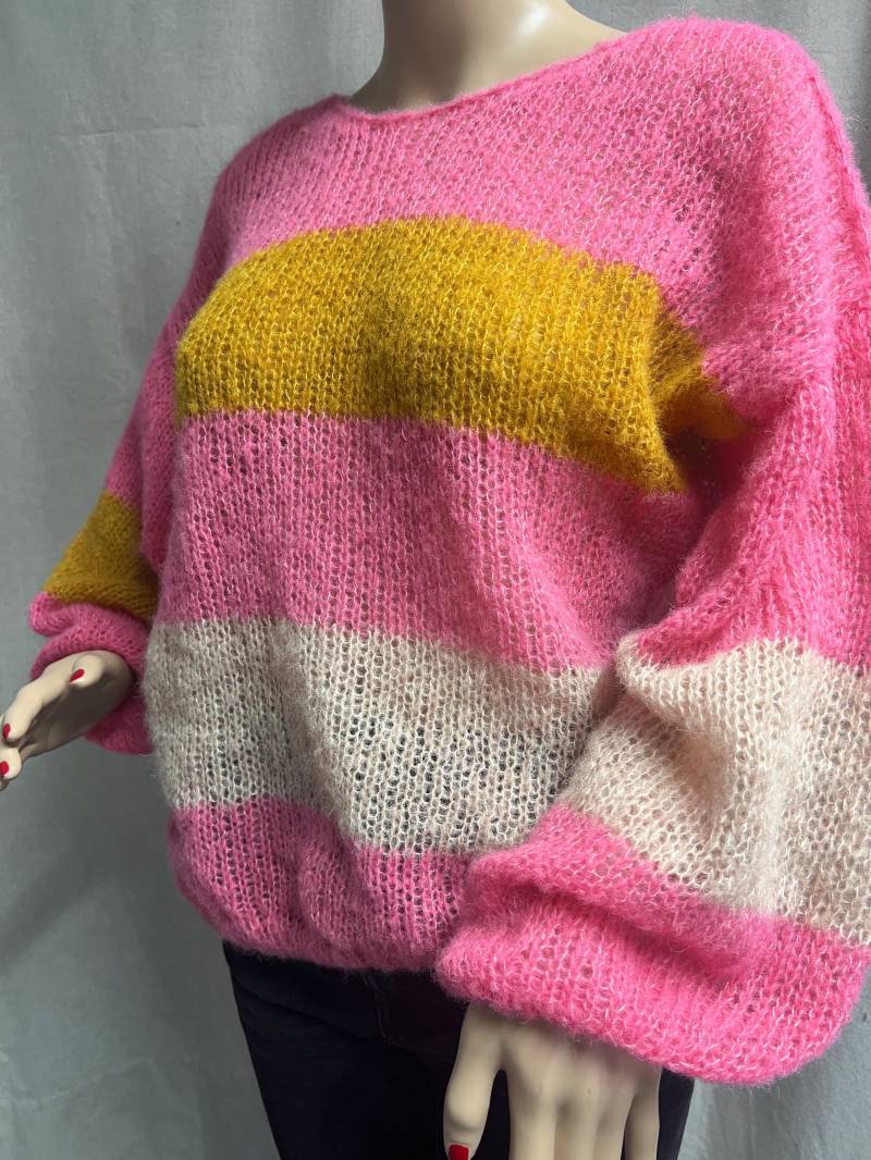 Brushed Alpaca Silk/Seide Handgestrickter Pullover Mit Streifen in Deiner Wunschfarbe Und Wunschgröße von DiJuMa