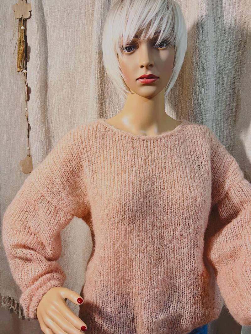Brushed Alpaca Silk/Seide Handgestrickter Pullover in Deiner Wunschfarbe von DiJuMa