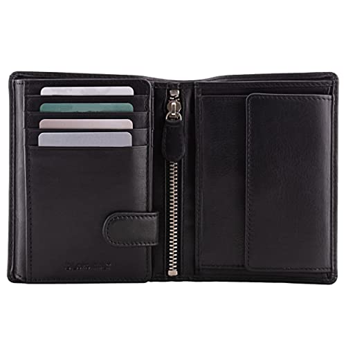 DiLoro Herren Geldbörse Leder bifold Flip ID Coin Zip RFID Blocking - Schwarz - Groß von DiLoro