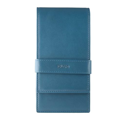 DiLoro Leder Quad Pen Case Pencil Pouch Halter für vier Füllfederhalter Kugelschreiber Tintenroller und Bleistifte (Nappa Blue) von DiLoro