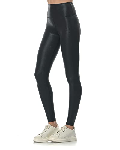 DiMonde Yoga Leggings Damen Yogahose - Hohe Taille - Elastische Körperformende Bauchkontrolle 4D-Stretch - Pilates Fitness Sport Flüssigschwarz Größe S von DiMonde