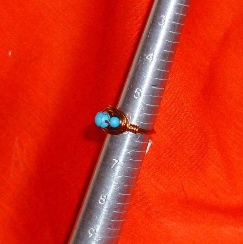 Blaue Noten, Halbedelstein, 3 Steinperle, Kupfer, Wire Wrapped, Ring, Rekonstruierter Türkis, Größe 15 cm von DiVerseBlessings