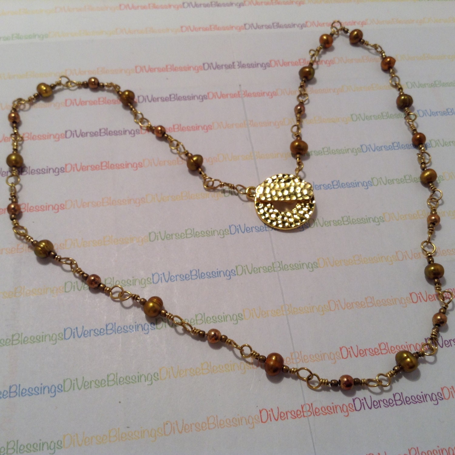Brassy, Süßwasserperlen, Echter Edelstein, Draht Gewickelt, Perlen Kette, Massiver Messingdraht, Halskette, 22 Zoll, Kupferperlen, Juweliere Bronze von DiVerseBlessings