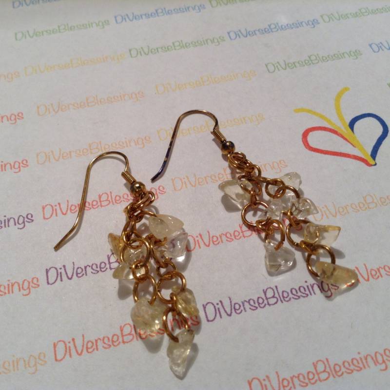 Citrin Quarz, Echter Edelstein, November Geburtsstein, Perlen Kette, Baumeln Ohrringe, Gold Ton Zubehör, Fisch Haken Ohr Wire Citrin Quarz, Echter Edelstein, November Geburtsstein, Perlen Kette, Baumeln Ohrringe, Gold Ton Zubehör, Fisch Haken Ohr Wire von DiVerseBlessings