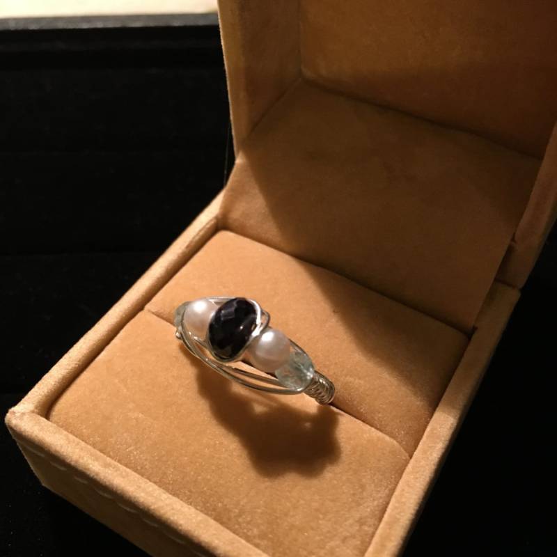 Echter Edelstein, Geburtsstein Ring, 5 Stein, Draht Gewickelt, Massives Kupfer, Sterling Silber, Oma, Mutter, Tante, Schwester, Individuell von DiVerseBlessings