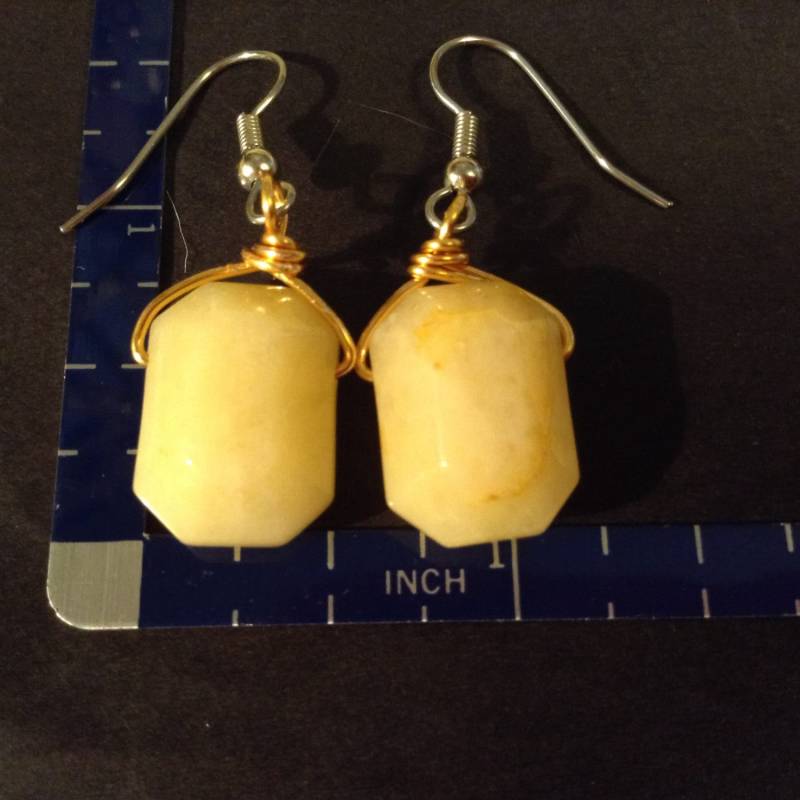 Every Day Ohrringe, Wire Wrapped, Echter Stein, Glas, Simulierter Edelstahl, Ohrhaken, Kupferdraht, Facettiertes Rechteck Every Day Ohrringe, Wire Wrapped, Echter Stein, Glas, Simulierter Edelstahl, Ohrhaken, Kupferdraht, Facettiertes Rechteck von DiVerseBlessings