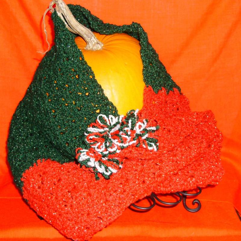 Häkeln, Stola, Halswärmer, Infinity Schal, Rot Grün, Blume, Weihnachten, Mexiko, Italien, 7407 von DiVerseBlessings