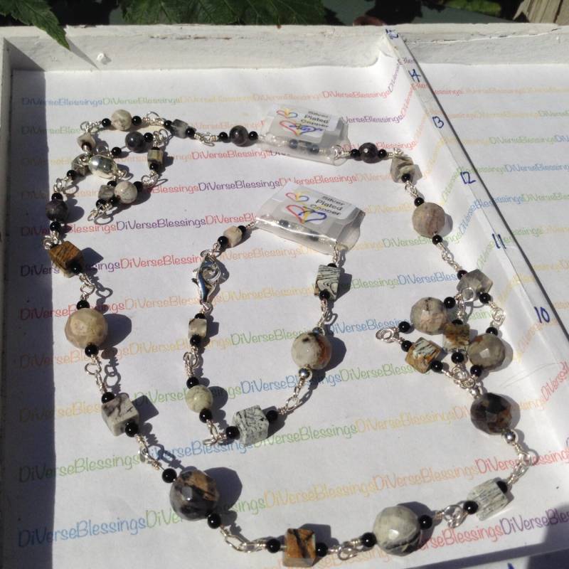 Silber Blatt Jaspis, Onyx, Echter Edelstein, Sterling Silber, Fein Platte, Reines Kupfer, Draht Wapped, Perlen Kette, Halskette, Armband Silber Blatt Jaspis, Onyx, Echter Edelstein, Sterling Silber, Fein Platte, Reines Kupfer, Draht Wapped, Perlen Kette, Halskette, Armband von DiVerseBlessings
