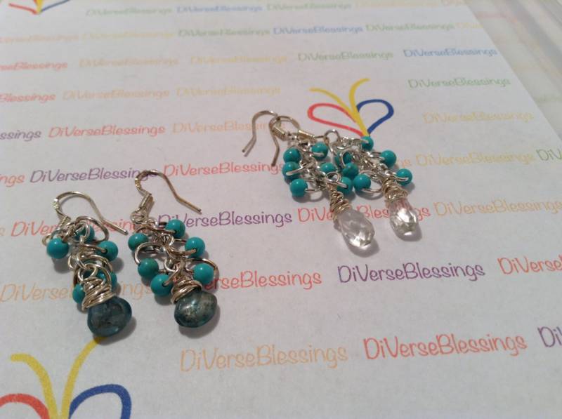 Türkis, Topas, Zirkon, Ohrhänger, Dezember Geburtsstein, Draht Gewickelt, Echter Edelstein, Sterling Silber, Fischhaken Ohrhaken Türkis, Topas, Zirkon, Ohrhänger, Dezember Geburtsstein, Draht Gewickelt, Echter Edelstein, Sterling Silber, Fischhaken Ohrhaken von DiVerseBlessings