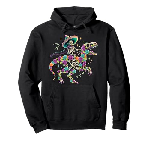 Dia De Los Muertos Skelett Reiten Dinosaurier Jungen Herren Mexikaner Pullover Hoodie von Dia De Los Muertos Dinosaur Sugar Skull Men Women