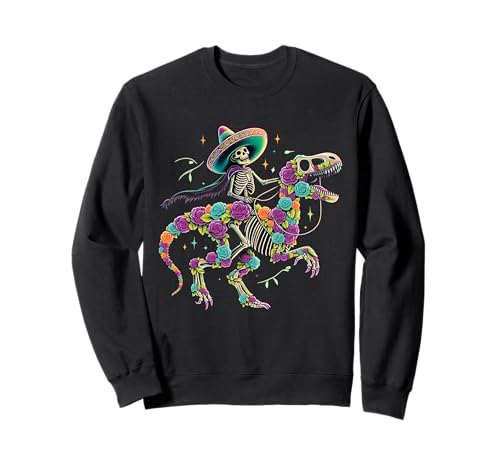 Dia De Los Muertos Skelett Reiten Dinosaurier Jungen Herren Mexikaner Sweatshirt von Dia De Los Muertos Dinosaur Sugar Skull Men Women